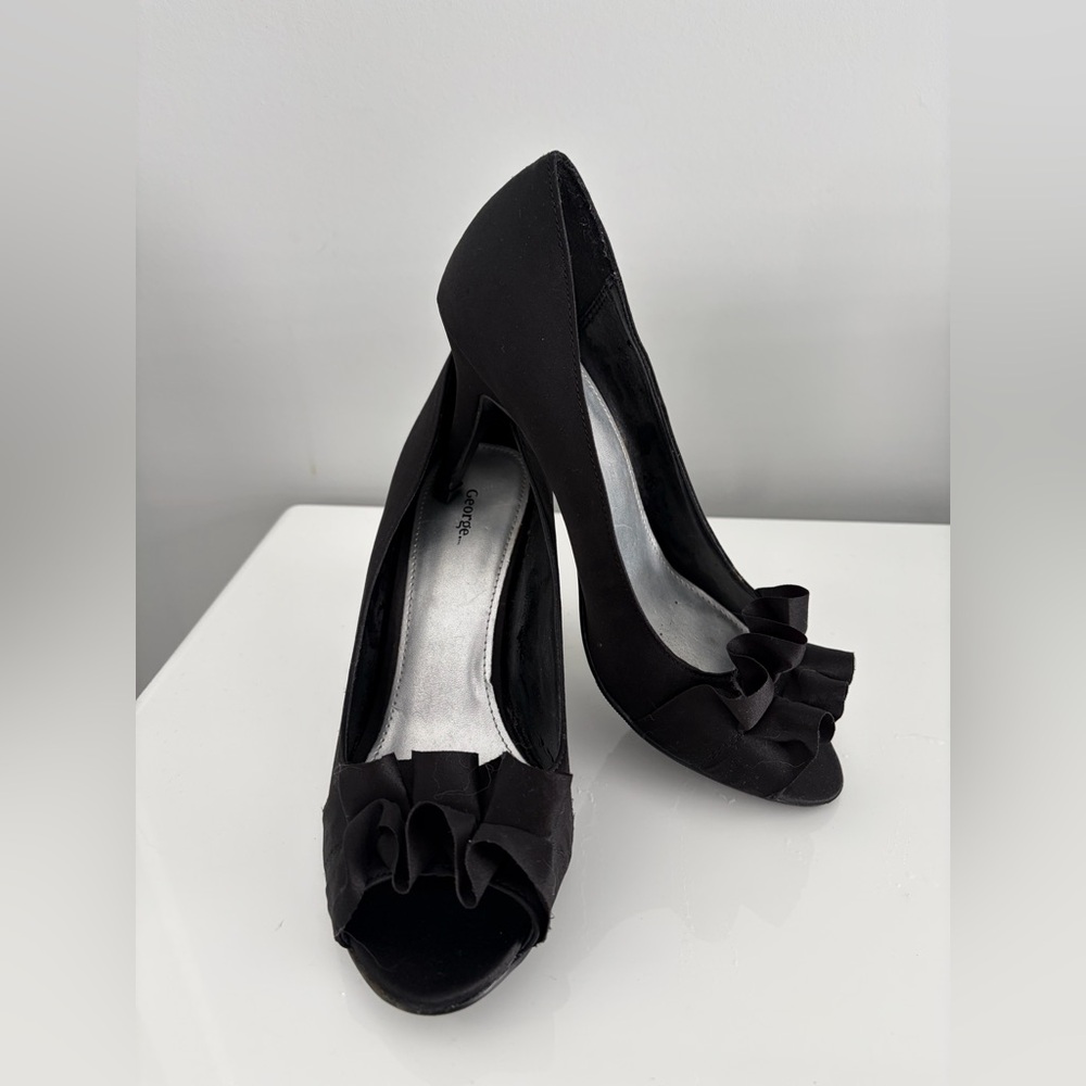 Elegant Black Peep-Toe Heels